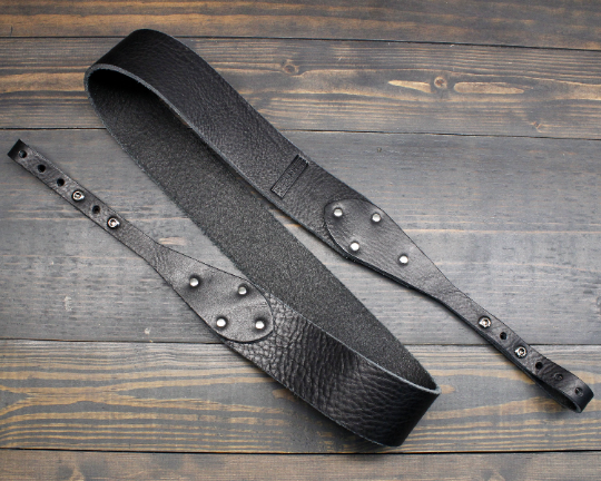 Black Leather Banjo Strap