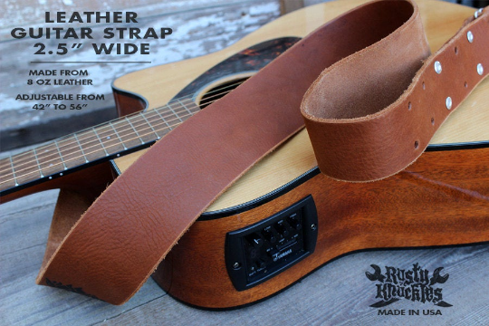 Light Brown Leather Guitar Strap - Rusty Knuckles