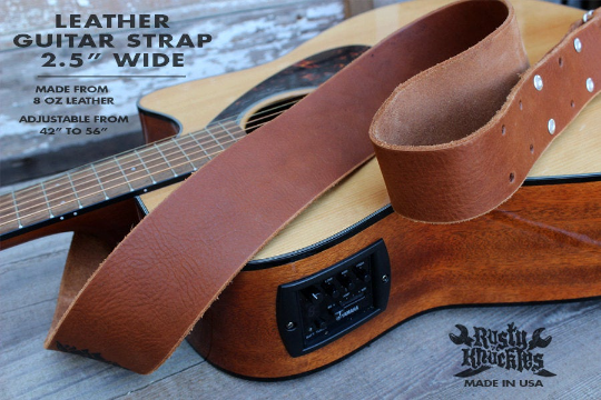 Light Brown Leather Guitar Strap Rusty Knuckles