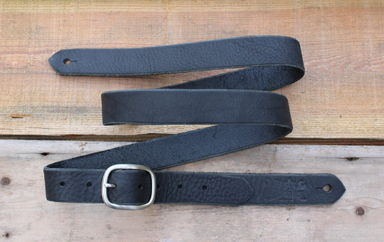 Skinny Black Leather Guitar Strap - Rusty Knuckles