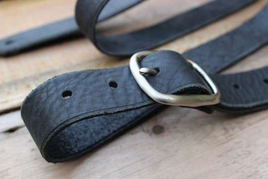 Skinny Black Leather Guitar Strap Rusty Knuckles