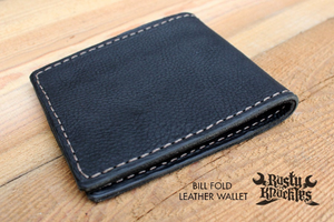 Men's Black Leather Wallet| Billfold and Bi-fold