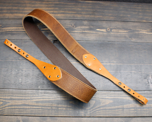 Two Tone Brown Leather Banjo Strap