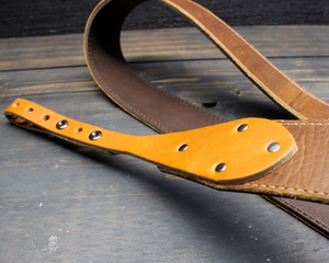 Two Tone Brown Leather Banjo Strap