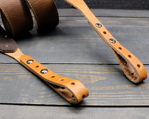 Two Tone Brown Leather Banjo Strap