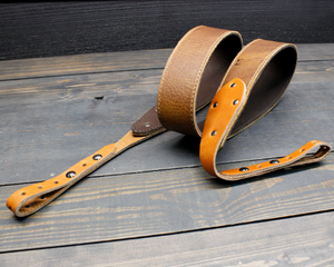 Two Tone Brown Leather Banjo Strap