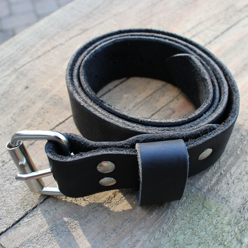 Black Leather Belt - Rusty Knuckles