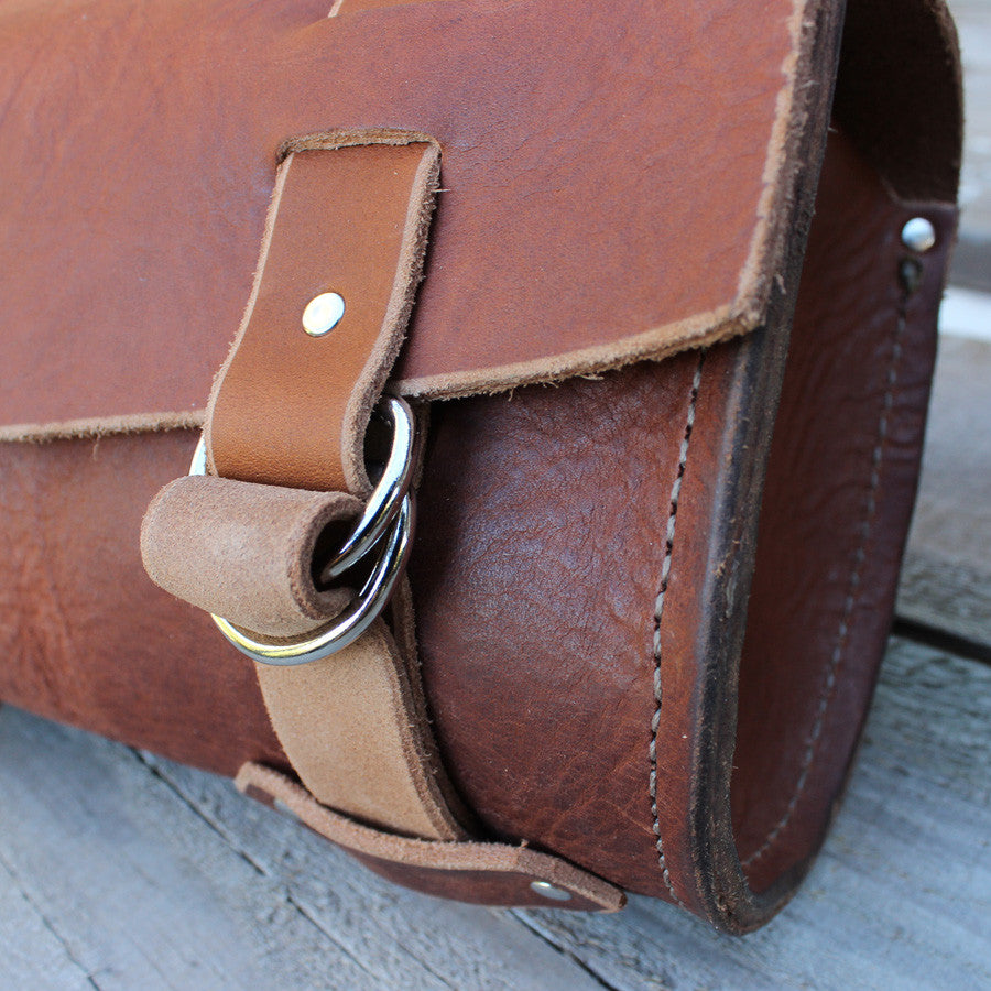 Motorcycle Tool Bag In Heavyweight Leather - Rusty Knuckles