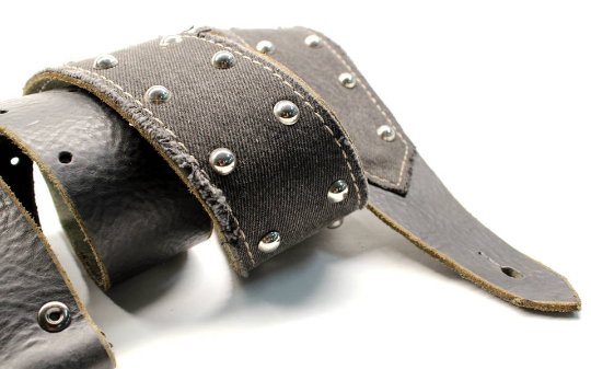 Black Leather Guitar Strap With Western Style Round Star Pattern Conch -  Rusty Knuckles