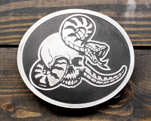 Snake and Skull Belt Buckle